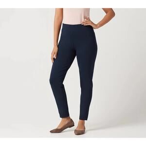 Susan Graver Weekend Pull On Trouser Pants Womens Size XL Navy Blue Back Pocket